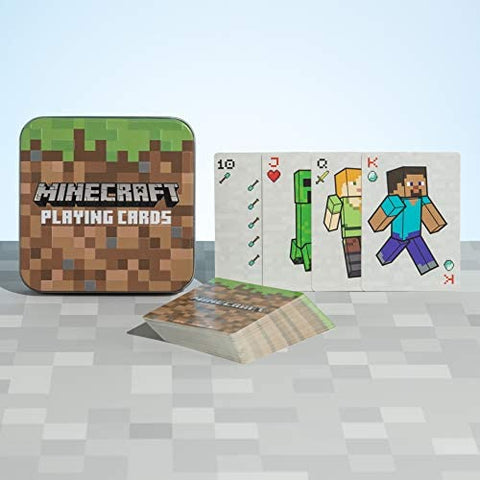 Minecraft playing cards in a tin