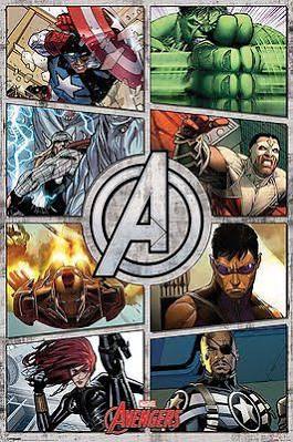 Avengers comic panels poster
