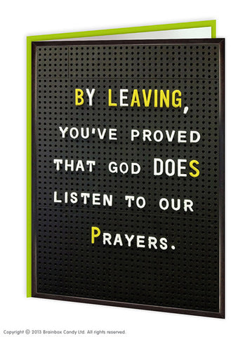Leaving prayers card