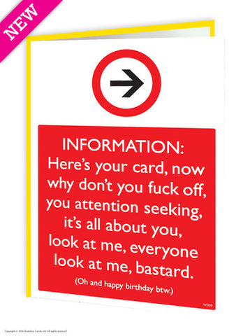 Attention seeking card