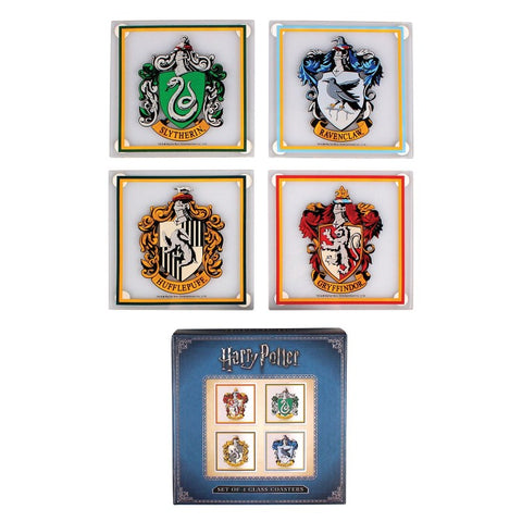 Harry Potter house crest glass coaster set