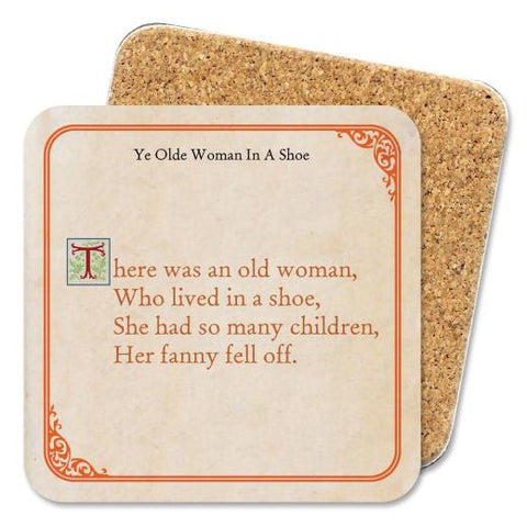 Old woman in shoe coaster