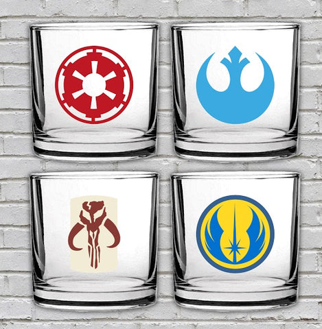 Star Wars logo glass set
