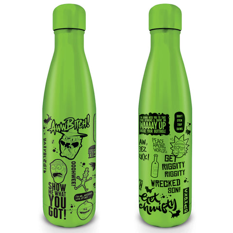 Rick and Morty Quotes metal bottle