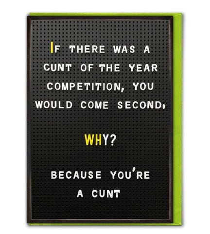 Cunt of the year card